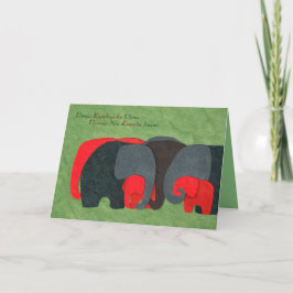 Tarjeta Familia elefante y siete principios de Kwanzaa