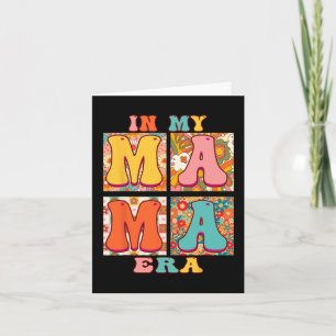Tarjeta Familia En Mi Era Mama Groovy Floral Retro Día de 