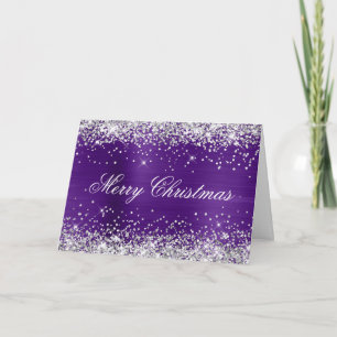 Tarjeta Familia Foto Real Morado Metalizado con Brillo Pla