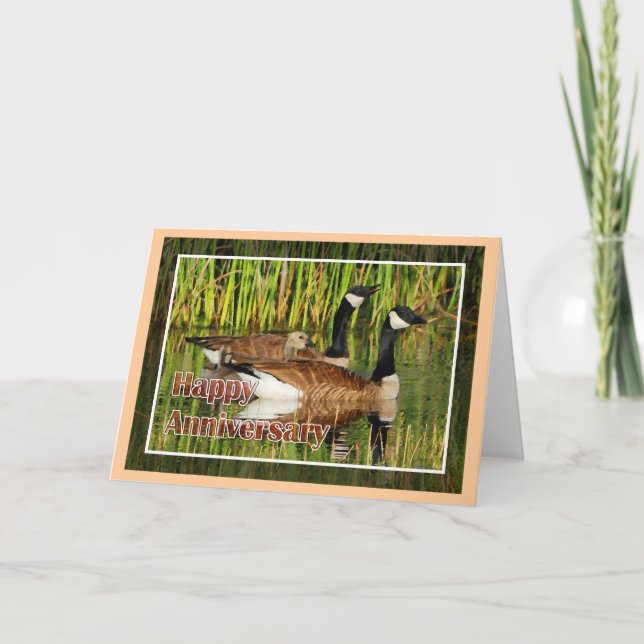 Tarjeta Familia Geese Feliz Aniversario (Anverso)