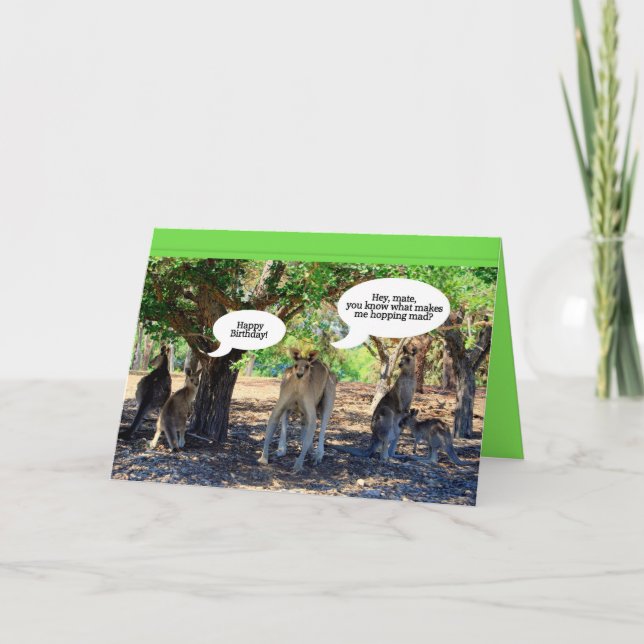 Tarjeta Familia Kangaroo Feliz cumpleaños Humor (Anverso)