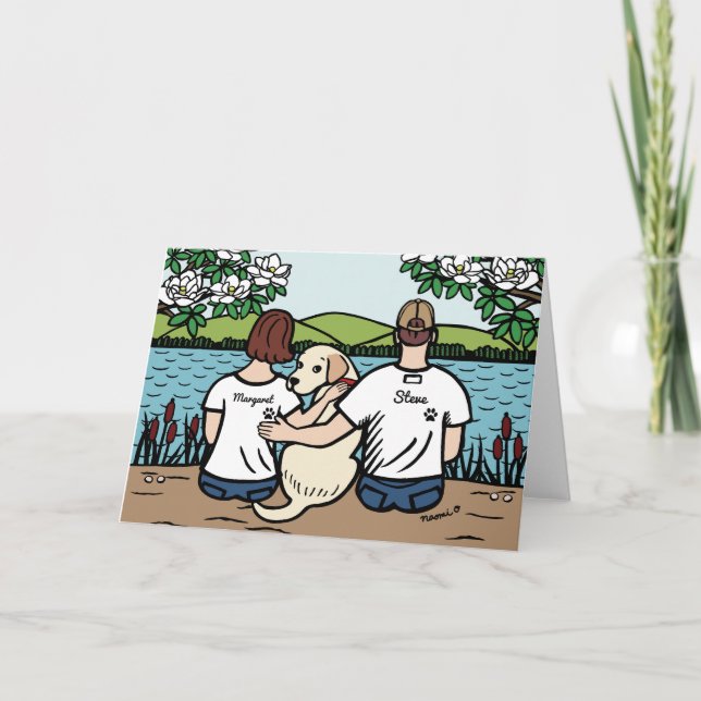 Tarjeta Familia Labrador Amarillo Personalizada Brown S (Anverso)