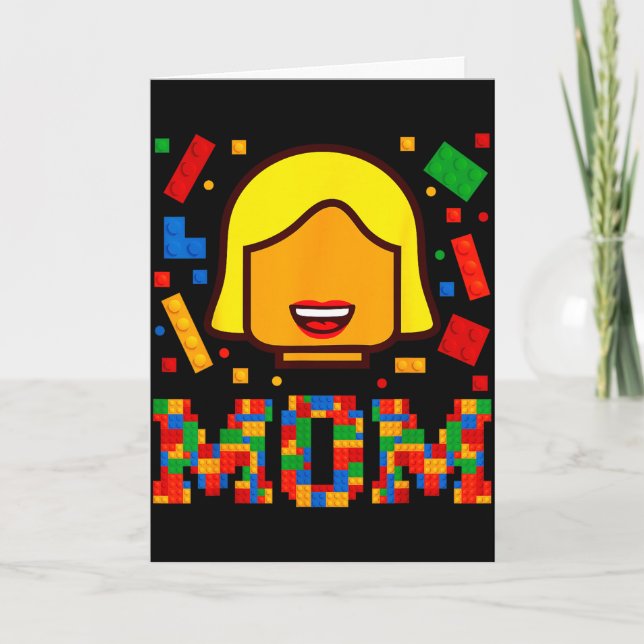 Tarjeta Familia mamá maestra constructora construyendo lad (Anverso)