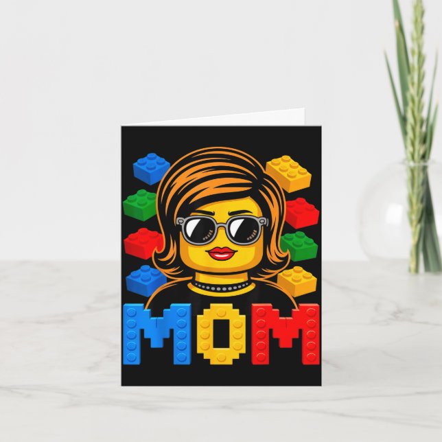 Tarjeta Familia mamá maestro constructor ladrillos bloques (Anverso)