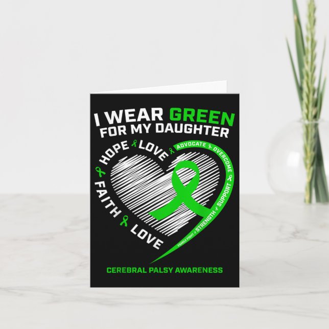 Tarjeta Familia Mamá Papá Que Llevo El Verde Para Mi Hija  (Anverso)