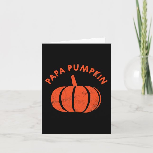 Tarjeta Familia Papa Pumpkin para Halloween otoñal (Anverso)