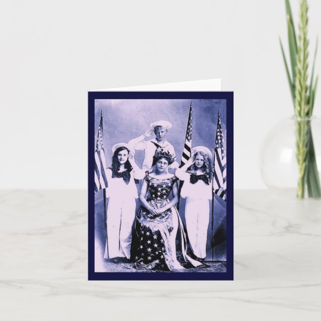 Tarjeta Familia patriótica vintage (Anverso)
