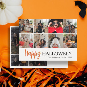 Tarjeta Familia Script Cute Feliz Halloween 12 Foto Blanco