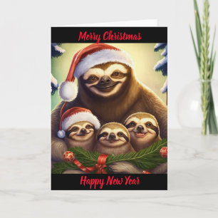 Tarjeta Familia Sloth navidades