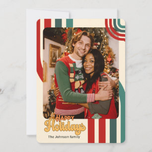 Tarjeta familiar de amigos de Navidades Retro Holi
