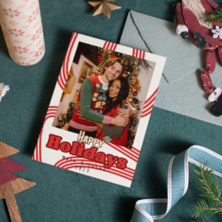 Tarjeta familiar de amigos de Navidades Retro Holi