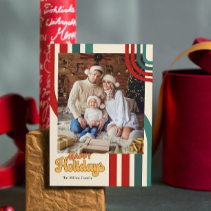 Tarjeta familiar de amigos de Navidades Retro Holi
