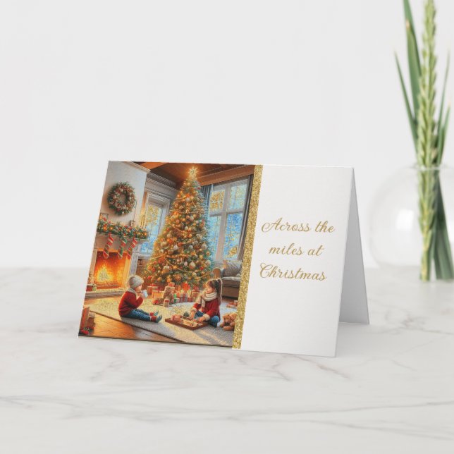 Tarjeta familiar de árbol de Navidad a través de m (Anverso)