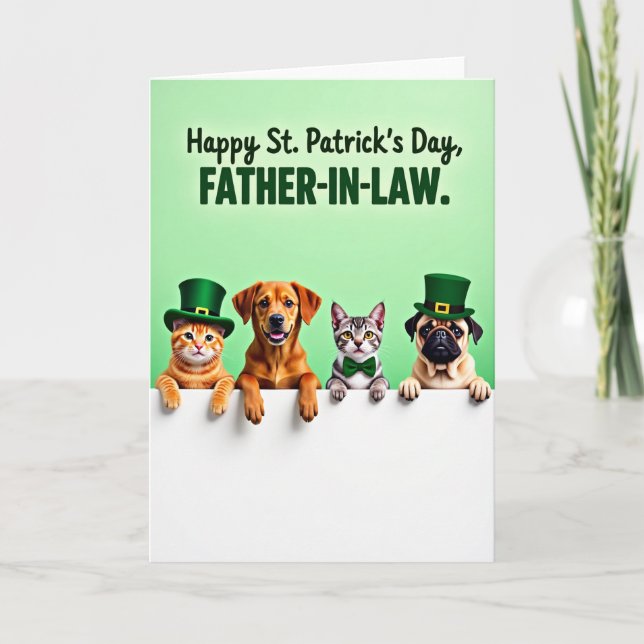 Tarjeta familiar de mascotas festivas del día de S (Anverso)