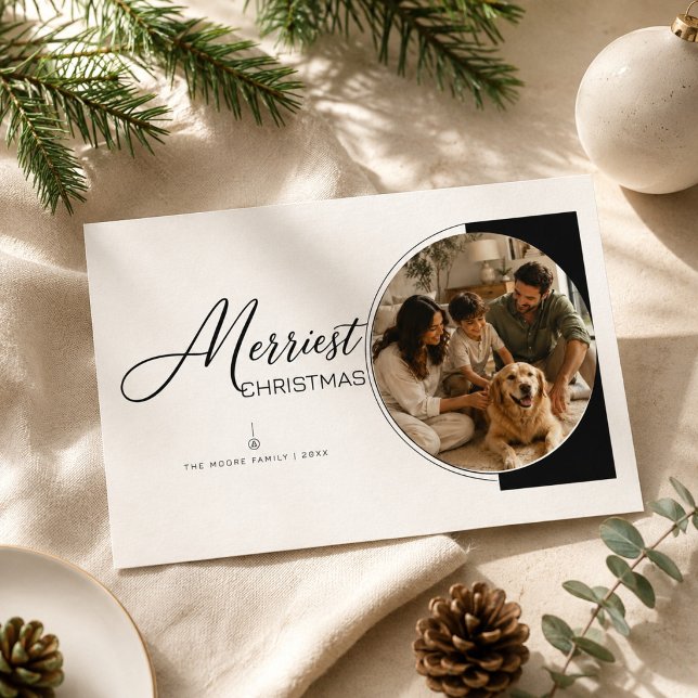 Tarjeta Familiar de Navidad Moderna en Círculo Más (Subido por el creador)