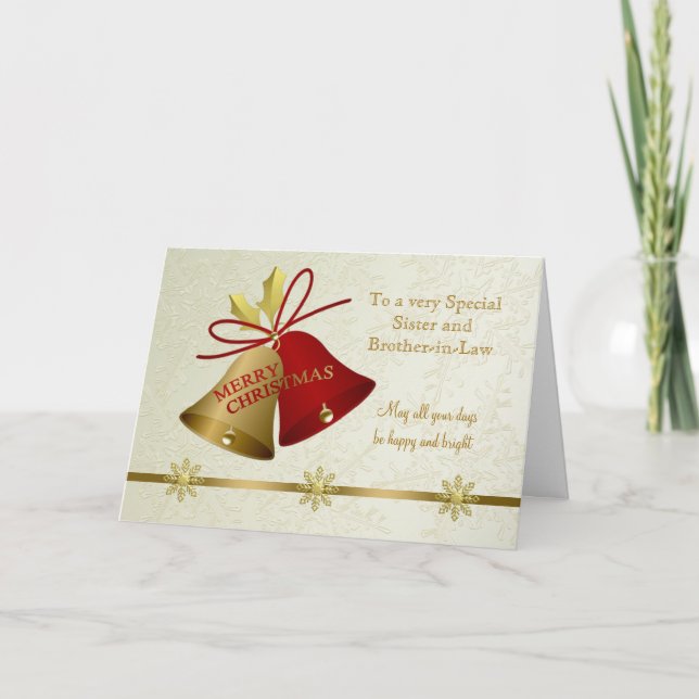 Tarjeta familiar de navidades con campanas y copos (Anverso)