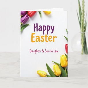 Tarjeta familiar de Pascua de oro falso