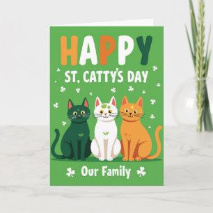 Tarjeta familiar del día del gato de San Catty a r