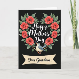 Tarjeta familiar floral Chevron Bird
