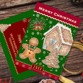 Tarjeta familiar para navidades, hombre de pan de