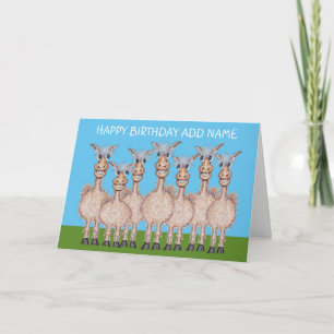 Tarjeta familiar sonriente Alpaca o Llama