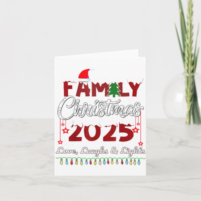 Tarjeta Family Christmas 2025 Love, Laughs And Lights Holi (Anverso)