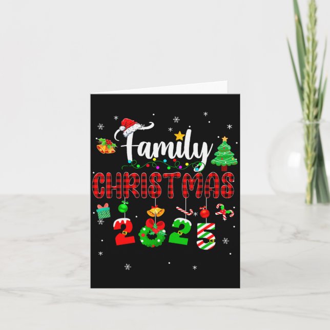 Tarjeta Family Christmas 2025 Matching Red Plaid Squad San (Anverso)