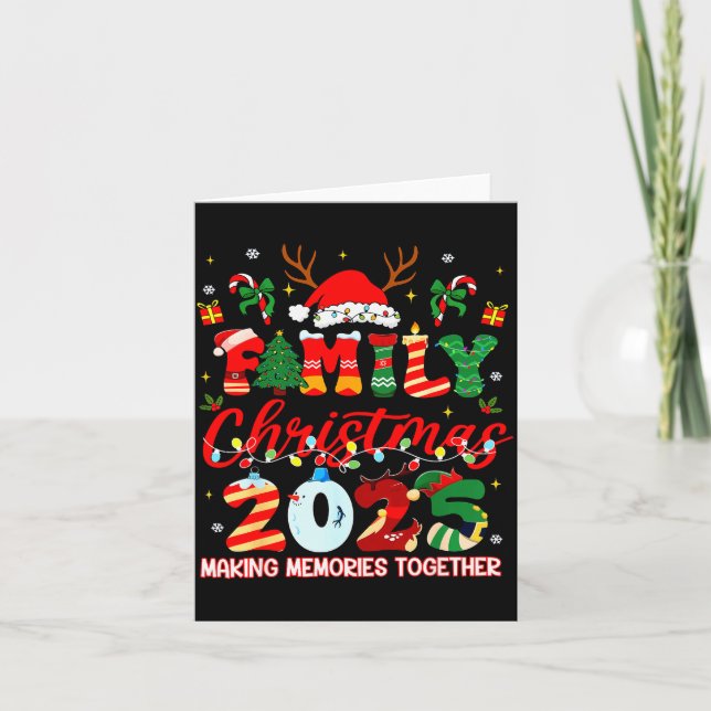 Tarjeta Family Christmas 2025 Ornament Santa Squad Pajamas (Anverso)