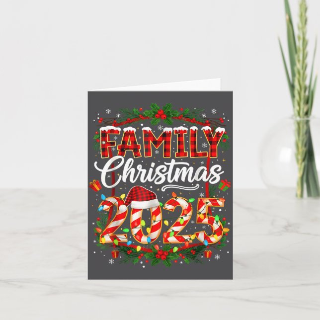 Tarjeta Family Christmas 2025 Xmas Lights Santa Pajamas Ho (Anverso)