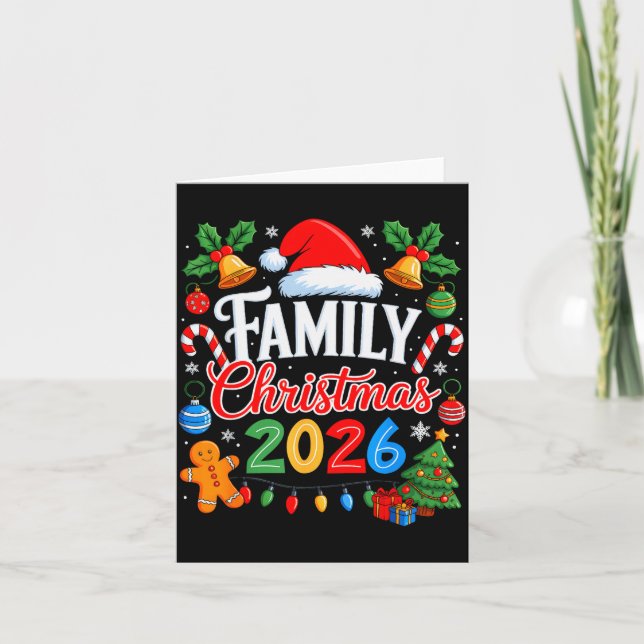 Tarjeta Family Christmas 2026 Matching Pajamas Xmas Family (Anverso)