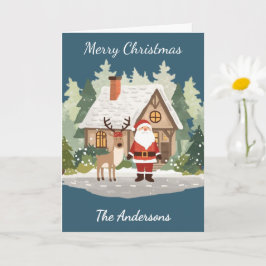 Tarjeta Family Christmas Card - Santa & Reindeer