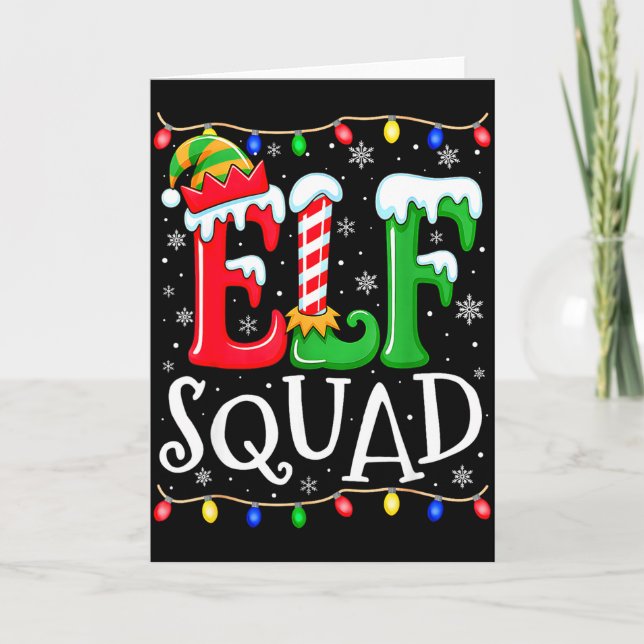 Tarjeta Family Christmas Matching Pajamas Elf Xmas Squad  (Anverso)