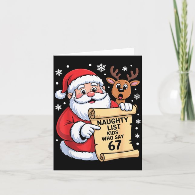 Tarjeta Family Christmas Meme About Naughty List And Six S (Anverso)