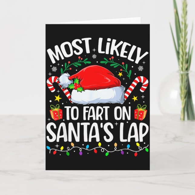 Tarjeta Family Christmas Most Likely To Fart On Santa's La (Anverso)