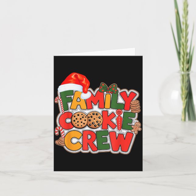 Tarjeta Family Cookie Crew Eating Christmas Gingerbread Te (Anverso)