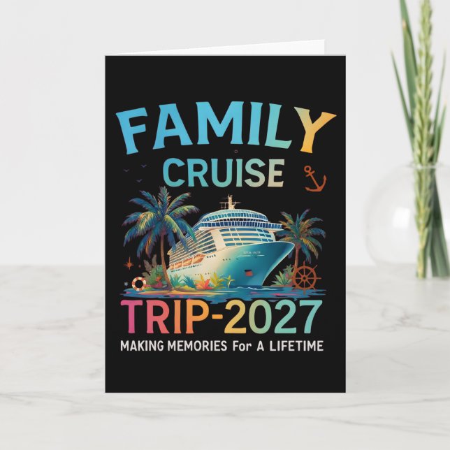Tarjeta Family Cruise 2026 Oh Ship Funny Cruise Tropical (Anverso)