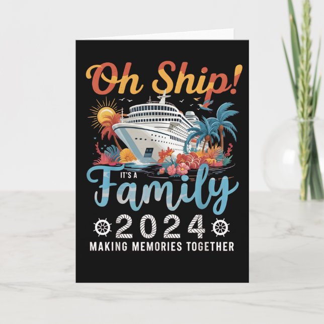 Tarjeta Family Cruise 2026 Oh Ship Funny Cruise Tropical (Anverso)
