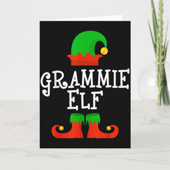 Tarjeta Family I'm The Grammie Elf Christmas Matching Paja (Anverso)