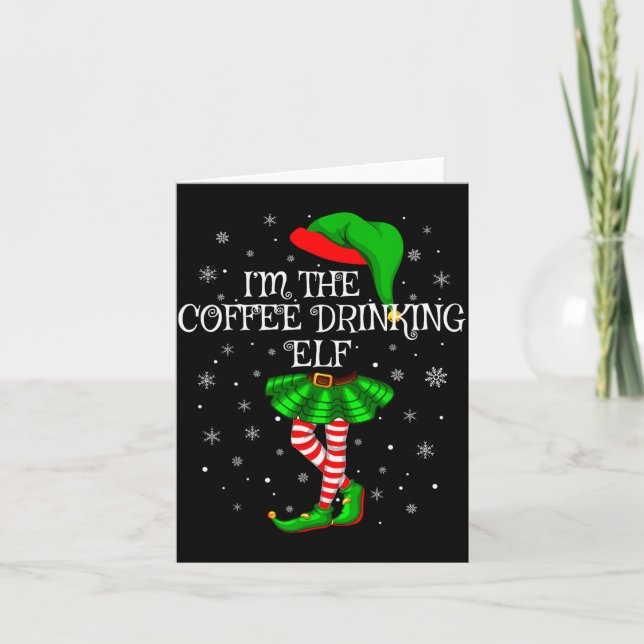 Tarjeta Family Matching Women Girls Coffee Drinking Elf Ch (Anverso)