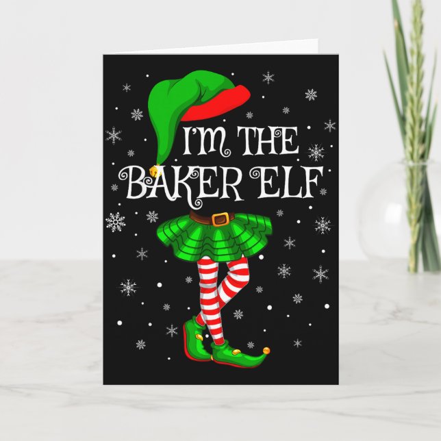Tarjeta Family Matching Women Girls I'm The Baker Elf Chri (Anverso)