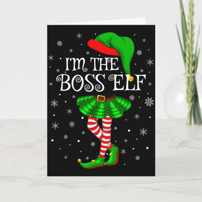 Tarjeta Family Matching Women Girls I'm The Boss Elf Chris (Anverso)