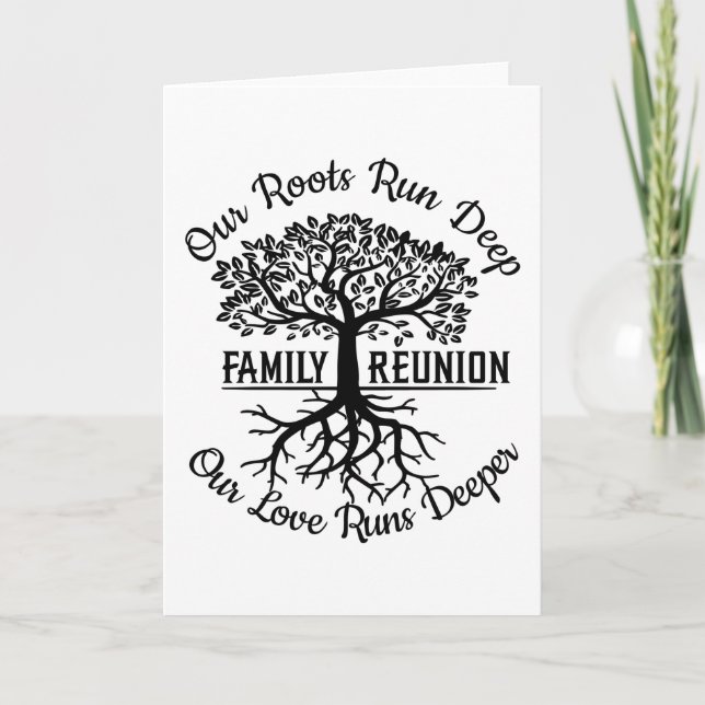 Tarjeta Family Reunion Family Tree Heart Roots (Anverso)