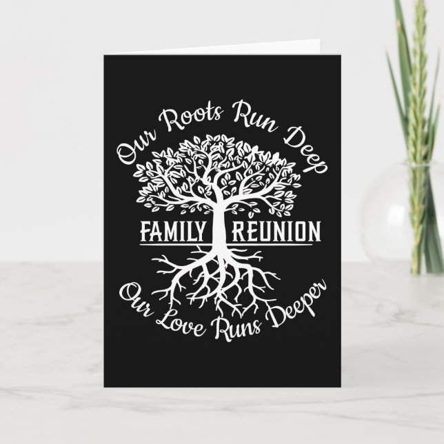 Tarjeta Family Reunion Our Roots Run Deep Tree (Anverso)