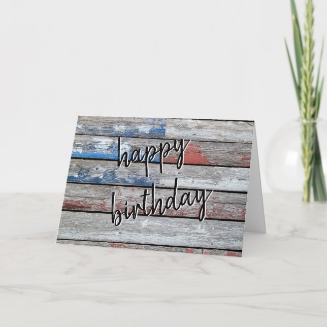 Tarjeta Famosa bandera norteamericana de cumpleaños en mad (Anverso)