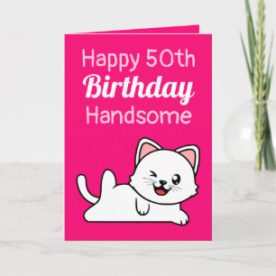 Tarjeta Famosa hermana del gato rosa Chiste 50 cumpleaños