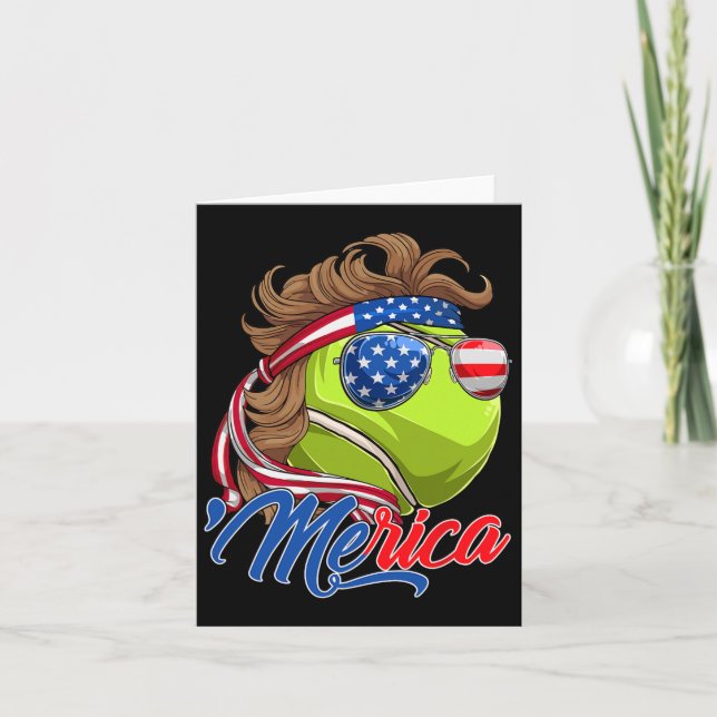 Tarjeta Famosa Pelota De Tenis De Merica Y Bandera De Ee.U (Anverso)