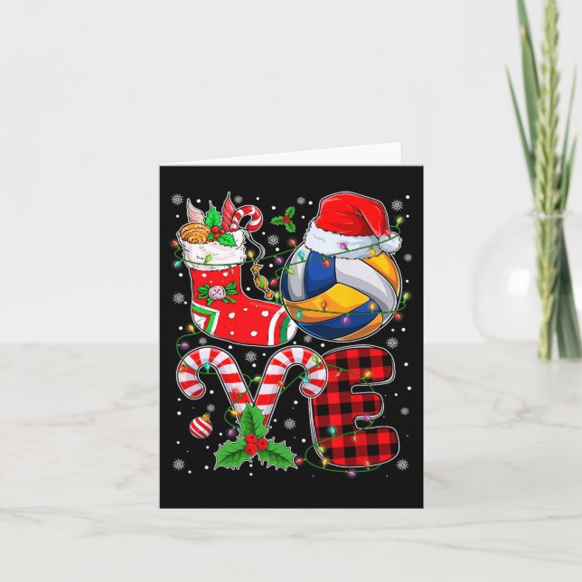 Tarjeta Famoso amor Voleibol Bolas Santa Hat Navidades Lig (Anverso)