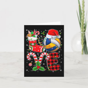 Tarjeta Famoso amor Voleibol Bolas Santa Hat Navidades Lig