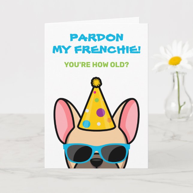 Tarjeta Famoso Bulldog francés Luz Fawn Frenchie Cumpleaño (Planta pequeña)