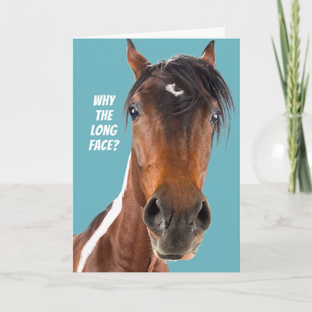 Tarjeta Famoso cumpleaños de caballos de larga cara (Anverso)